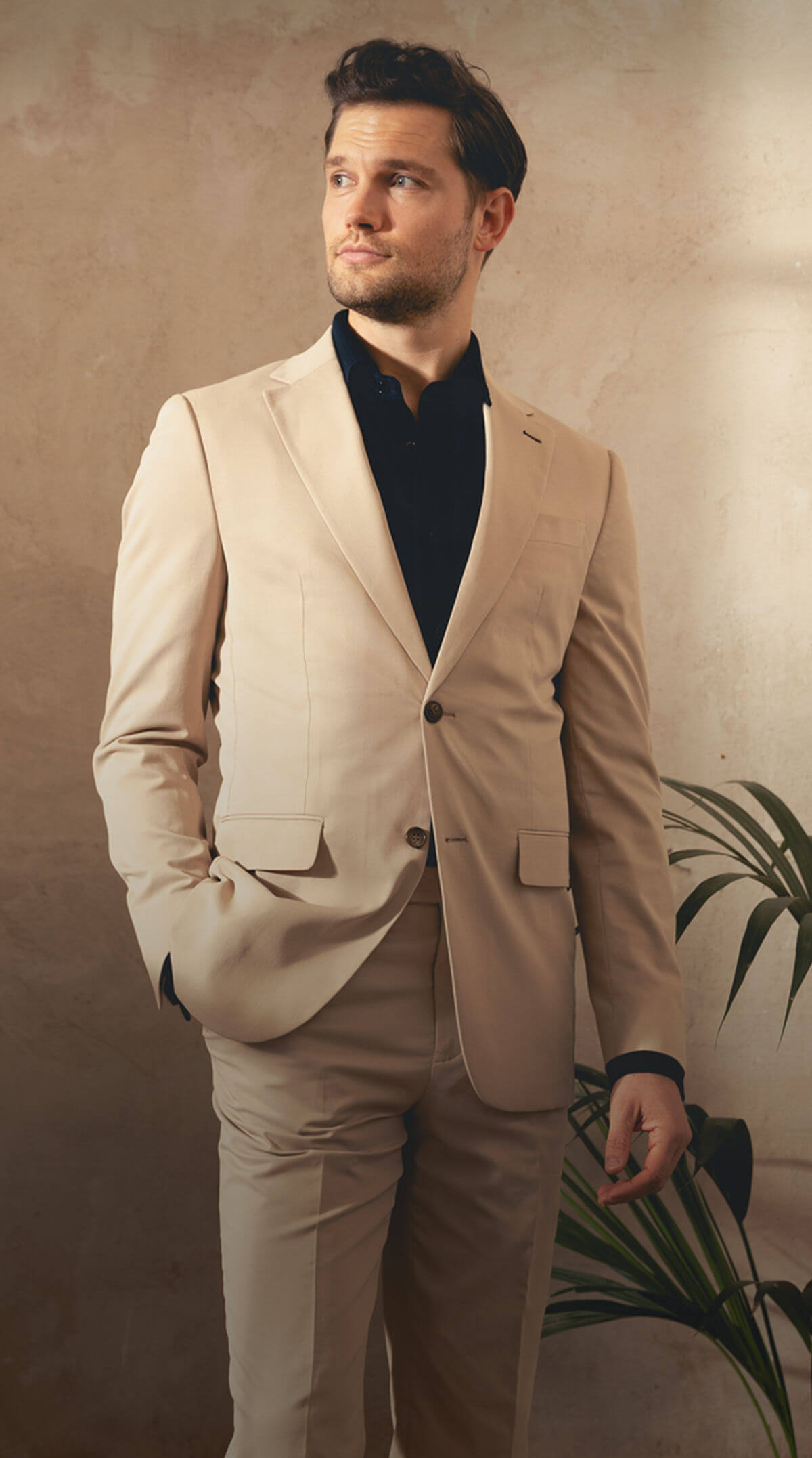 Tan Suit with Black Shirt 